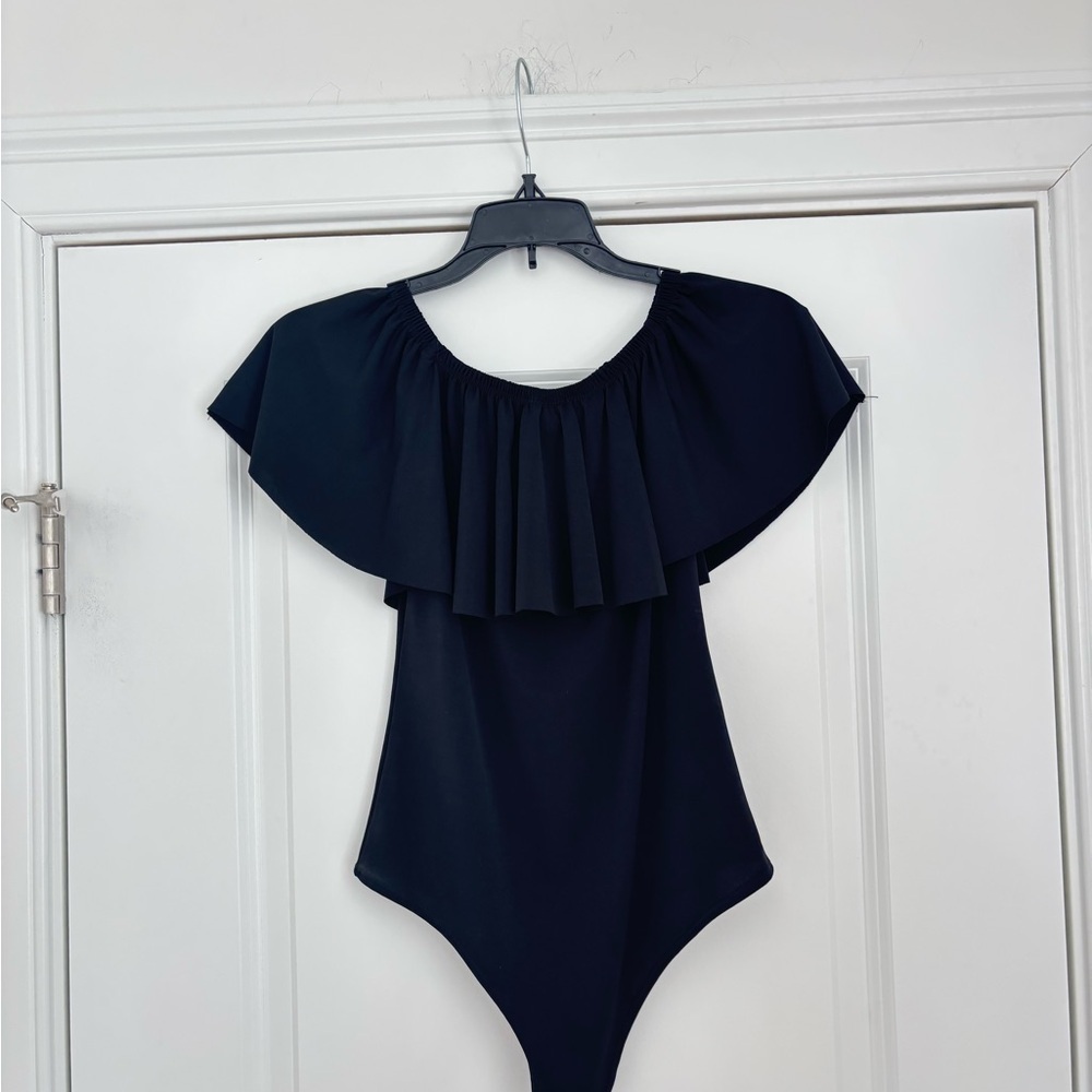 Black Off-Shoulder One-Piece Top - Picture 8 of 8